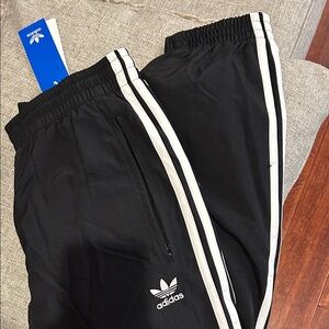 Adidas Men’s Black Joggers with White Stripes